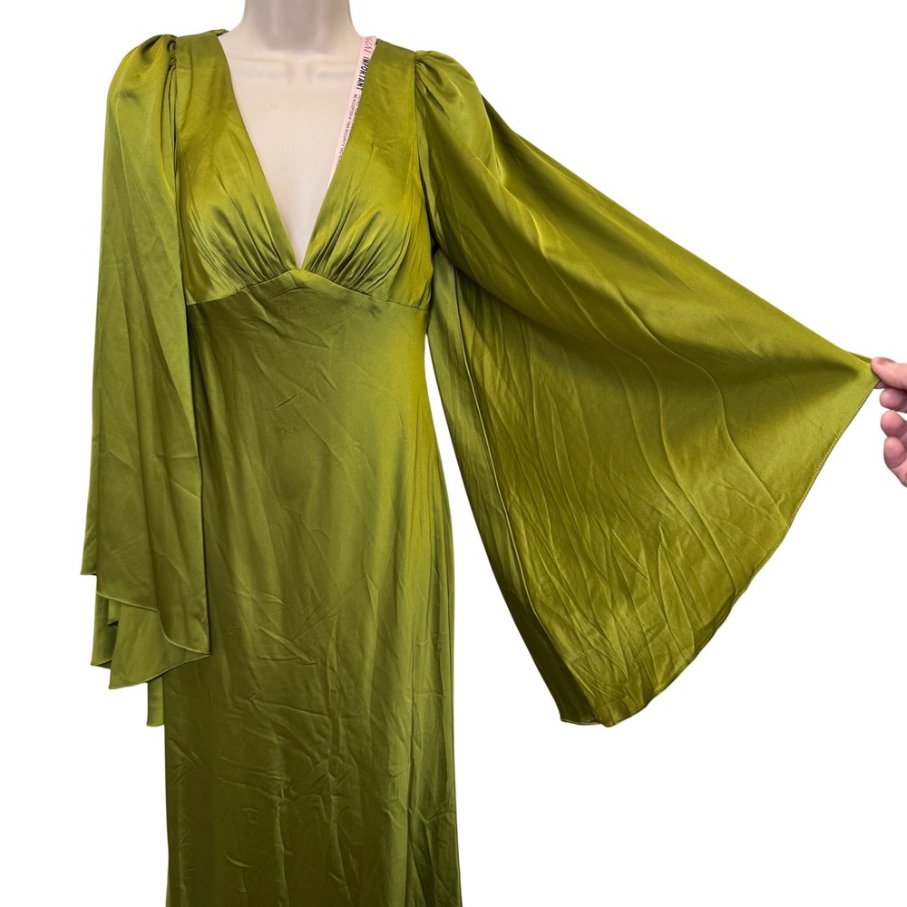 Ieena for Mac Duggal 68344 Gown 6 Apple Green Angel Bell Sleeve Empire Waist